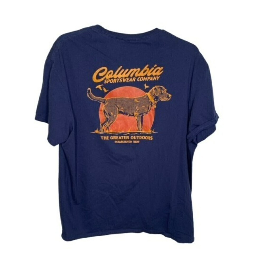 Columbia Sportswear Navy Mens Greater Outdoor Hunting Dog Shirt XL EUC